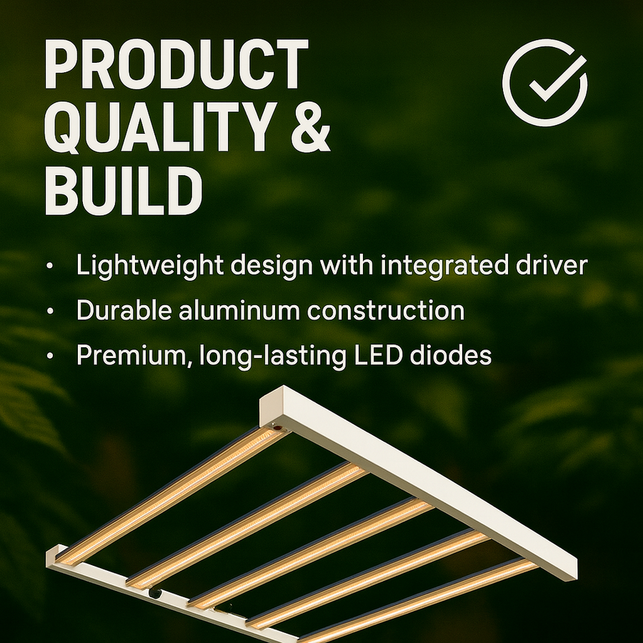 FGI BAR-6 1800X 720W LED Grow Light Integrated Driver-on-Board  – 2.6 µmol/J 1864 PPF DLC Listed, Plug-and-Grow Design for 4×4 Canopy. 200V+ input. No 110V.