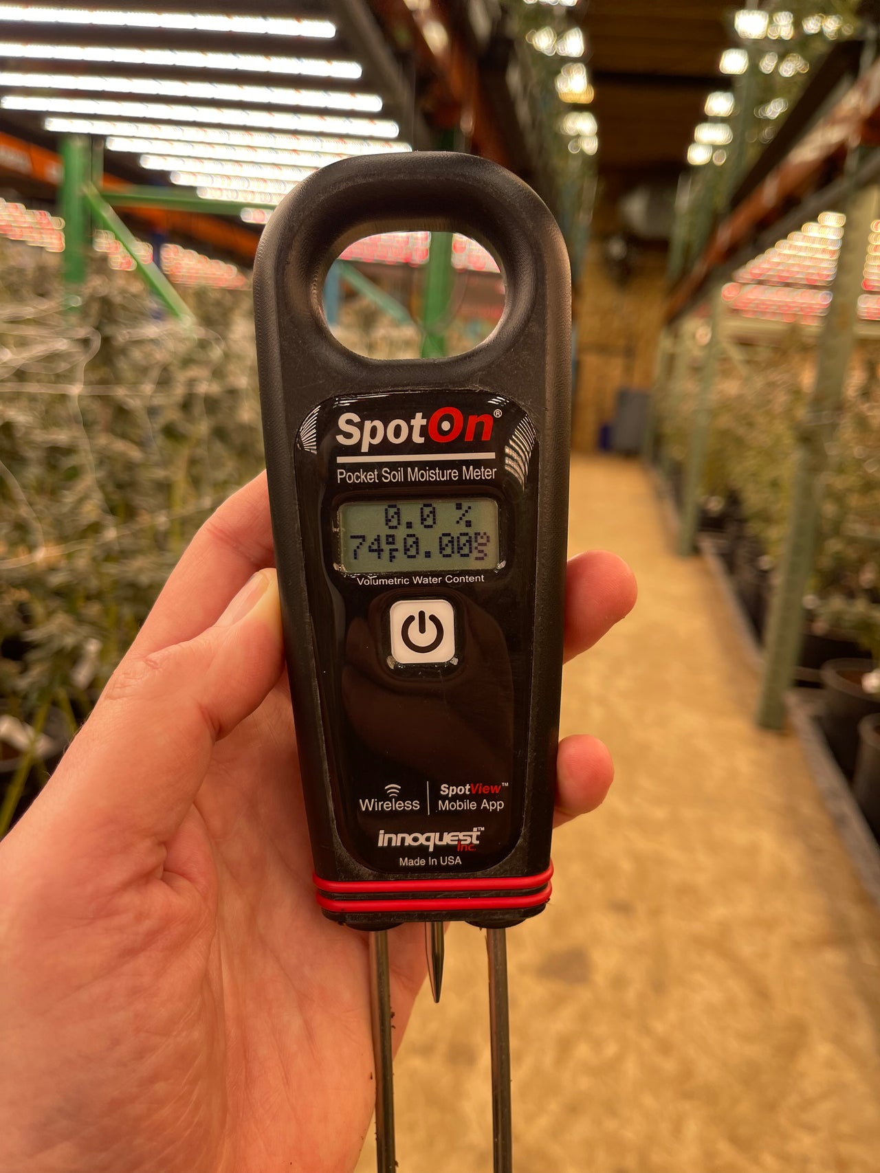 SpotOn Pocket Soil Moisture, EC and Temperature Meter with Bluetooth App Connectivity. For analyzing issues in grow medium watering and feeding.