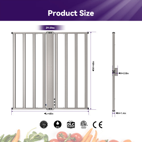 Hortibest OG8-3300 4' x 4' 900W 200-277V Commercial Tri-Channel Full Spectrum LED Grow Light