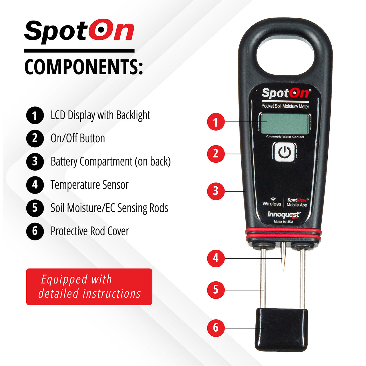 SpotOn Pocket Soil Moisture, EC and Temperature Meter with Bluetooth App Connectivity. For analyzing issues in grow medium watering and feeding.