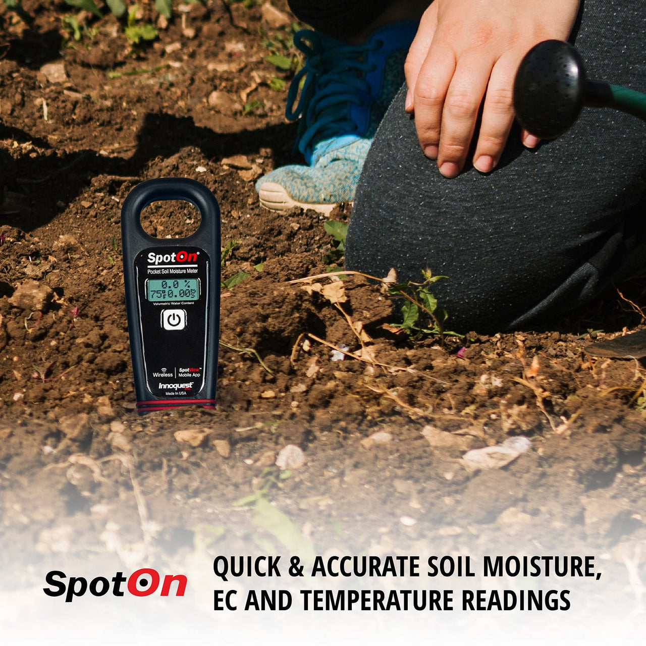 accurate soil moisture meter SpotOn Pocket Soil Moisture, EC and Temperature Meter with Bluetooth App Connectivity. For analyzing issues in grow medium watering and feeding