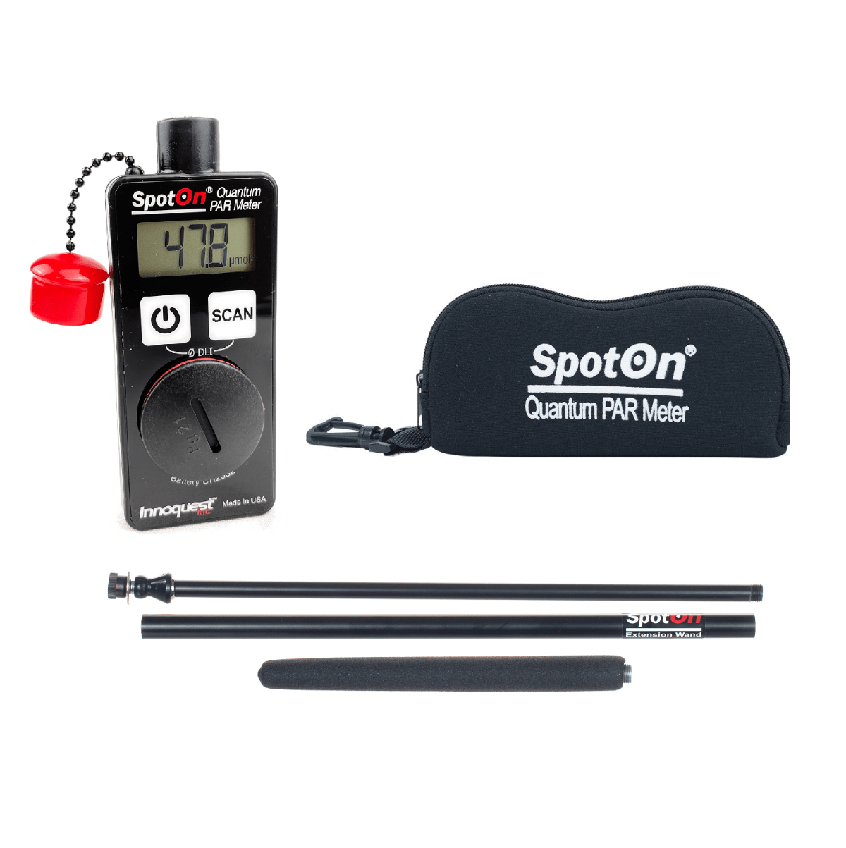 SpotOn Scientific Quantum PAR Meter Bundle + 32" Extension Arm To Read PPFD Deeper In Plant Canopies. Also Calculates DLI. - Forever Green Indoors