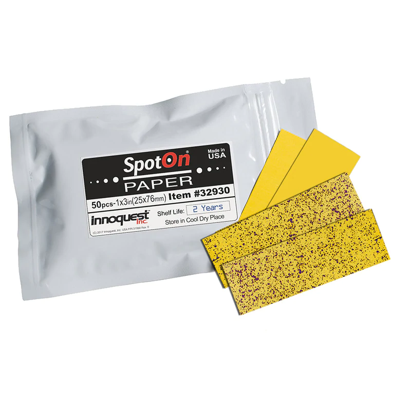 SpotOn 1x3in Water Sensitive Paper, 50 Sheets. Assesses spray accuracy.